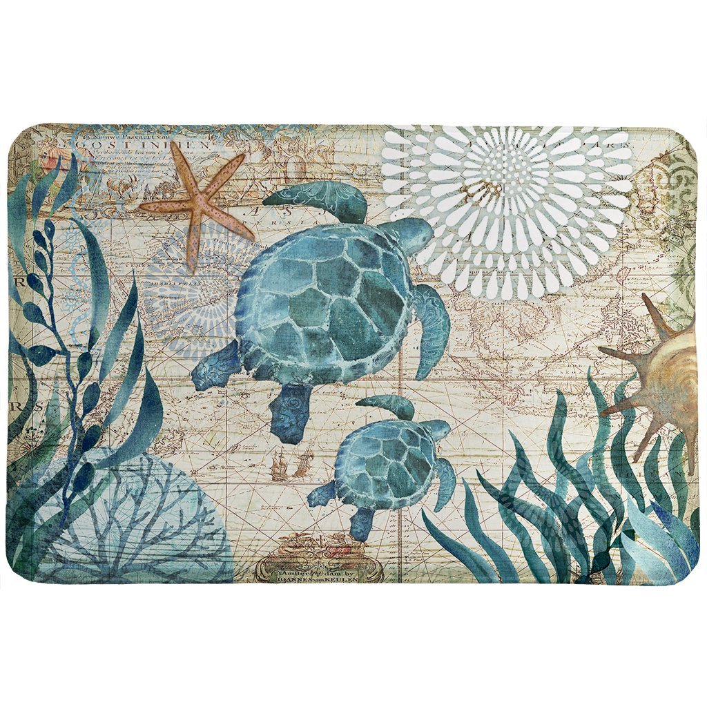 Sea Turtles Waterproof Non-Slip Bathroom Mat Doormat Sea Animal Floor Carpet Mat 