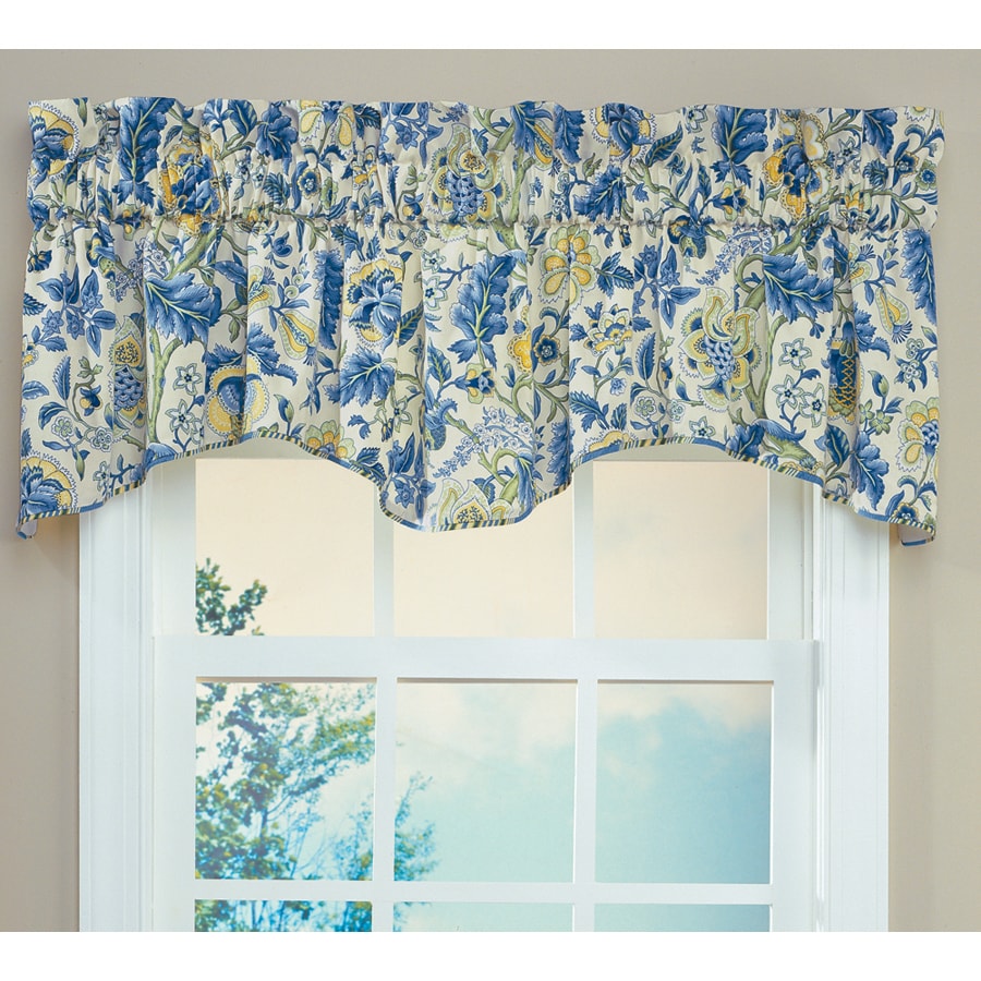 Bright Cheerful Yellow And Blue Floral Valances Fit Windows Narrow To X-Wide 