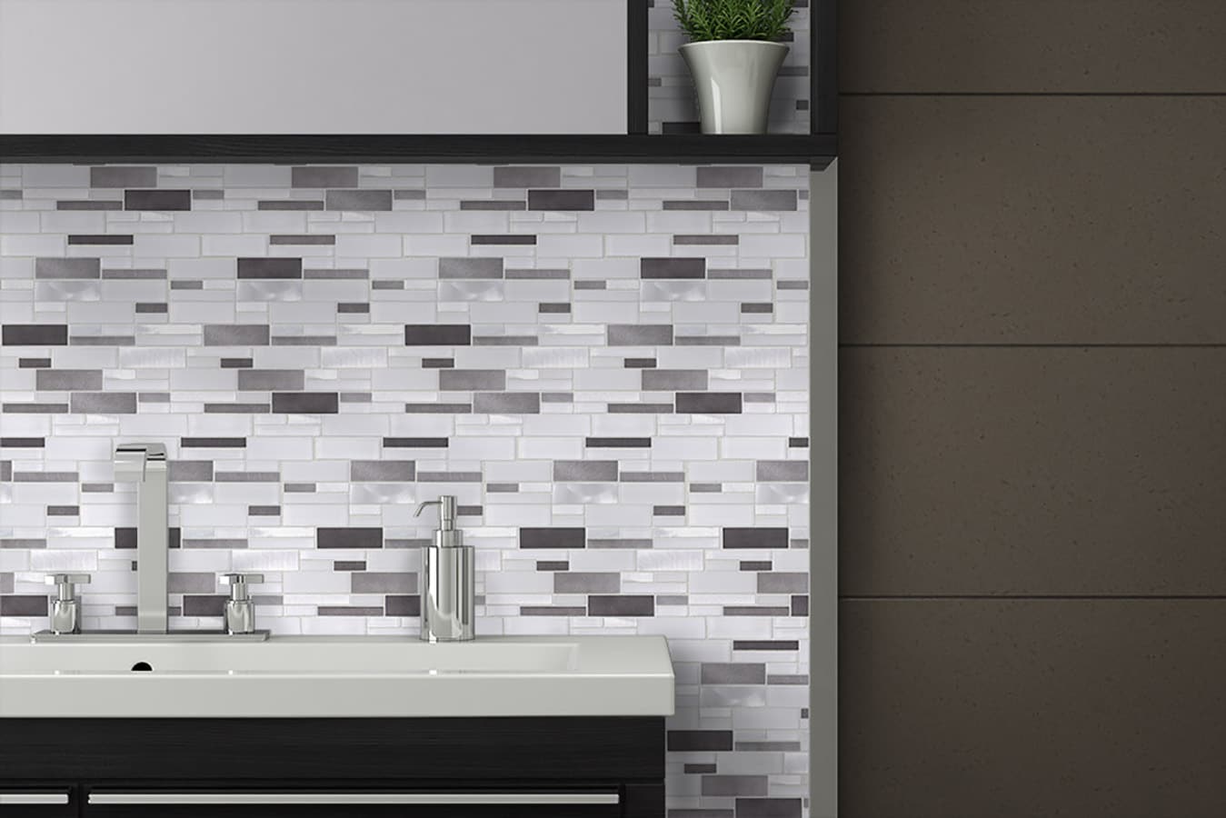 Elida Ceramica Avalanche White 12 In X 12 In Multi Finish Glass And Metal Linear Wall Tile At 7013