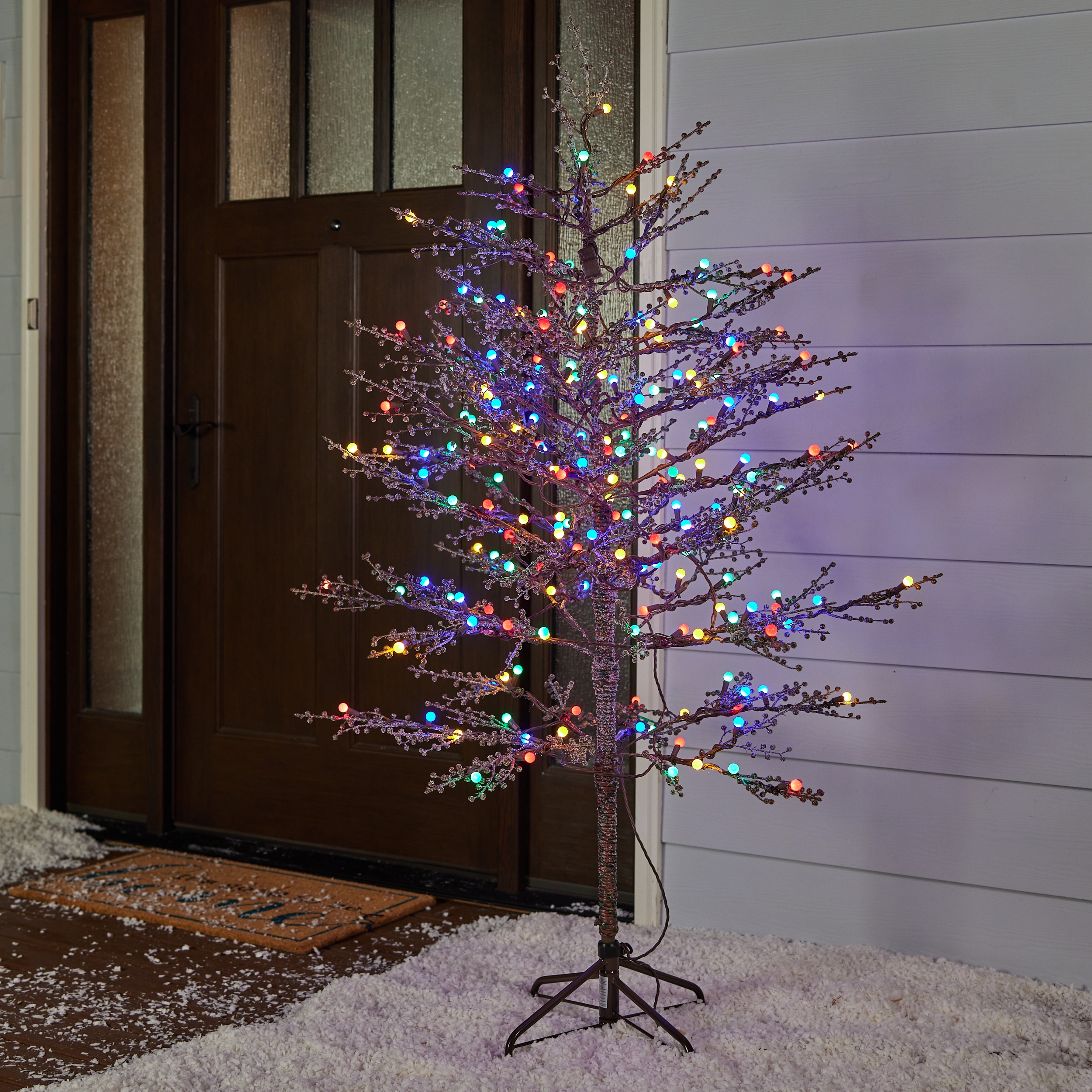 5-ft Brown Winterberry Branch Christmas Tree Multicolor 200 Constant ON LED Ligh 