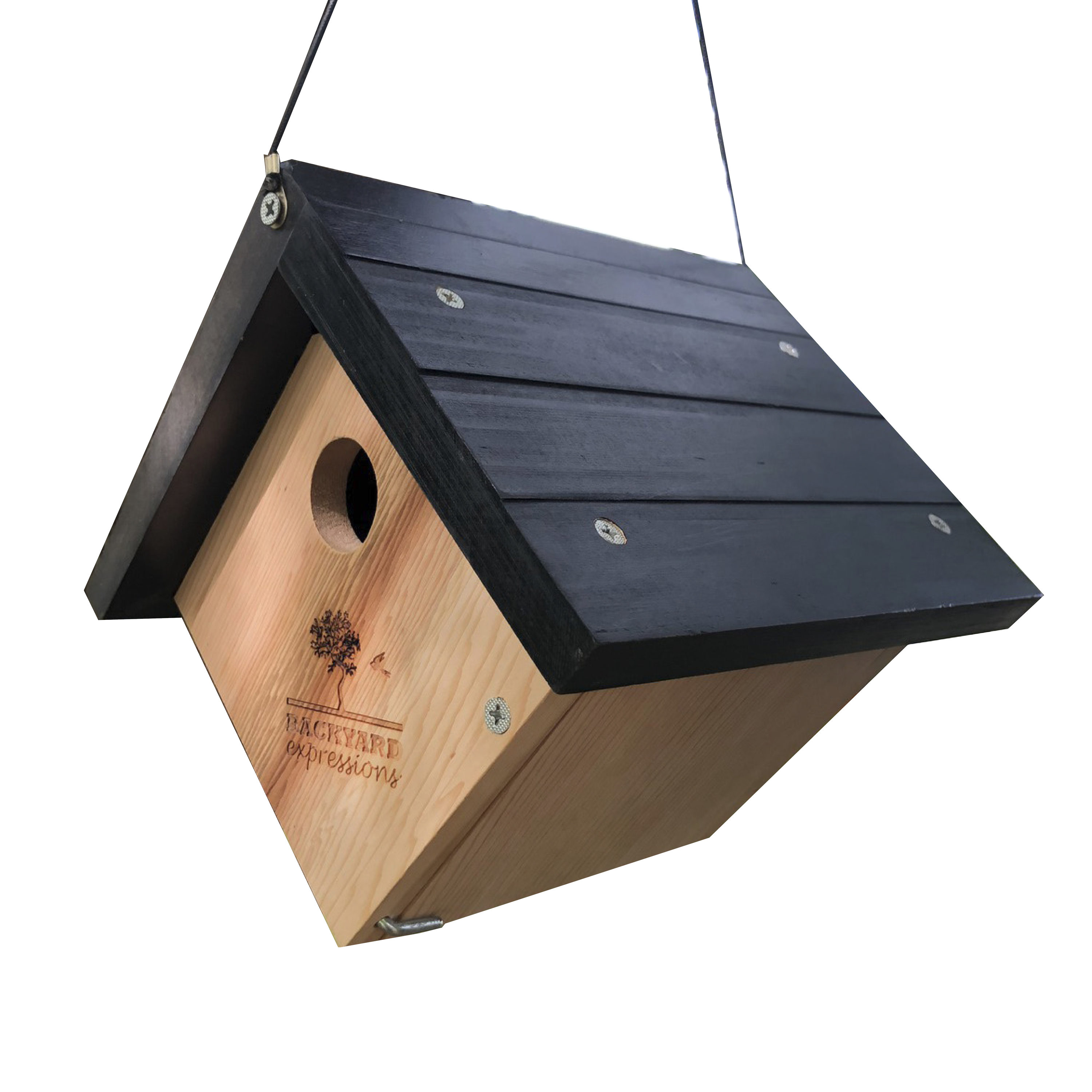 Wooden Bird House Birdhouse Hanging Nest Nesting Box Hook Home Garden Decor S 