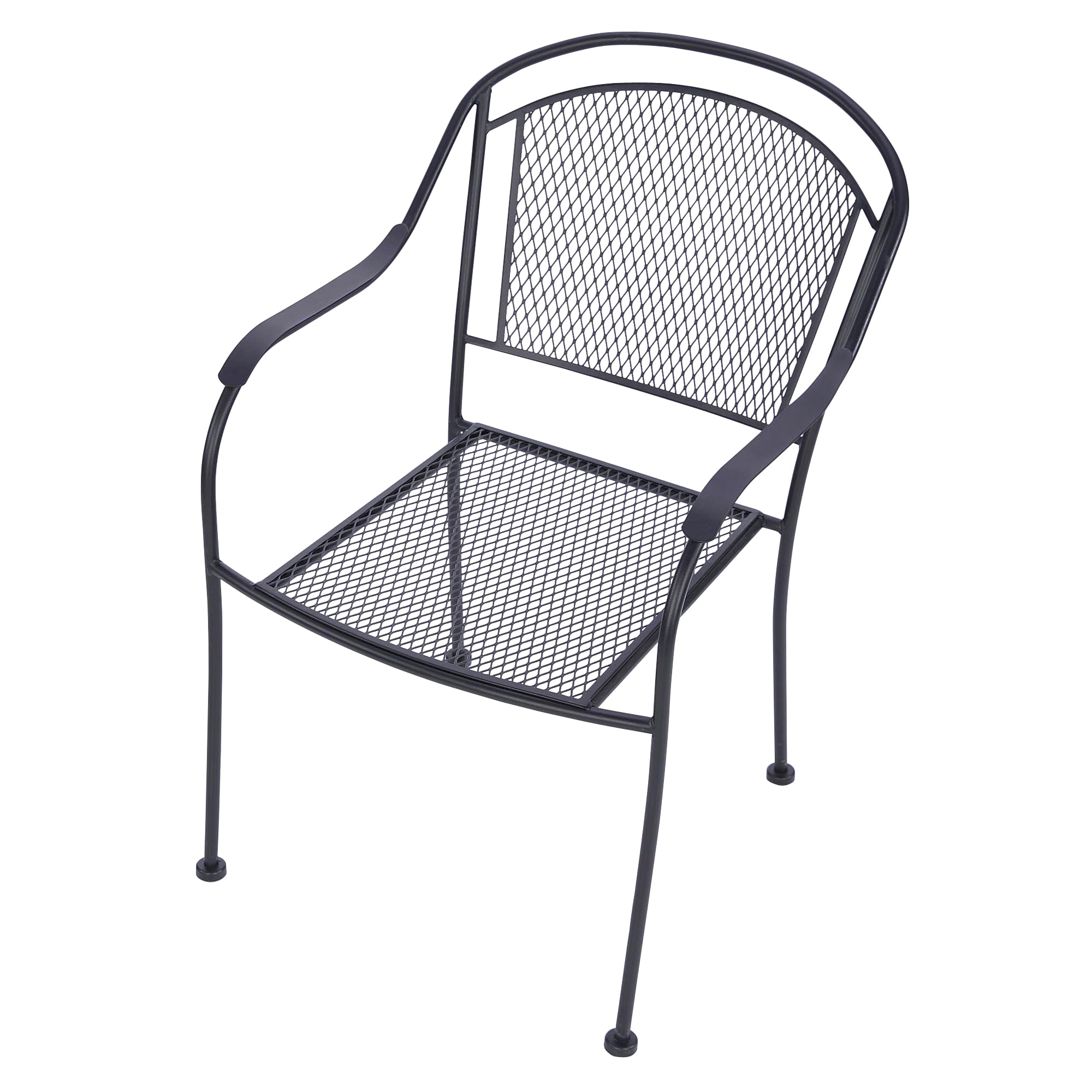 Garden Treasures Davenport Stackable Black Metal Frame Stationary Dining Chairs With Mesh Seat Seat In The Patio Chairs Department At Lowescom