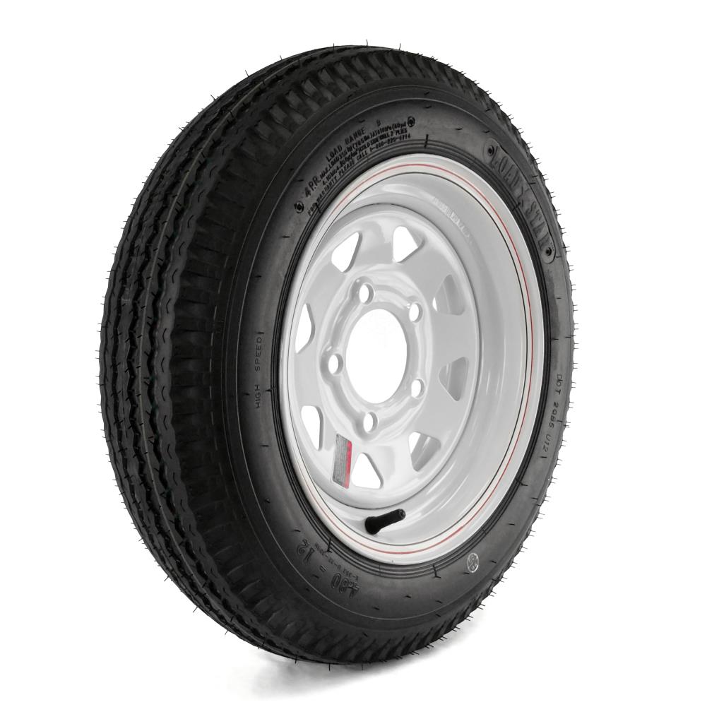 LoadStar 5-hole 12" x4" White Trailer Wheel & Tire 530-12 4ply 51254 