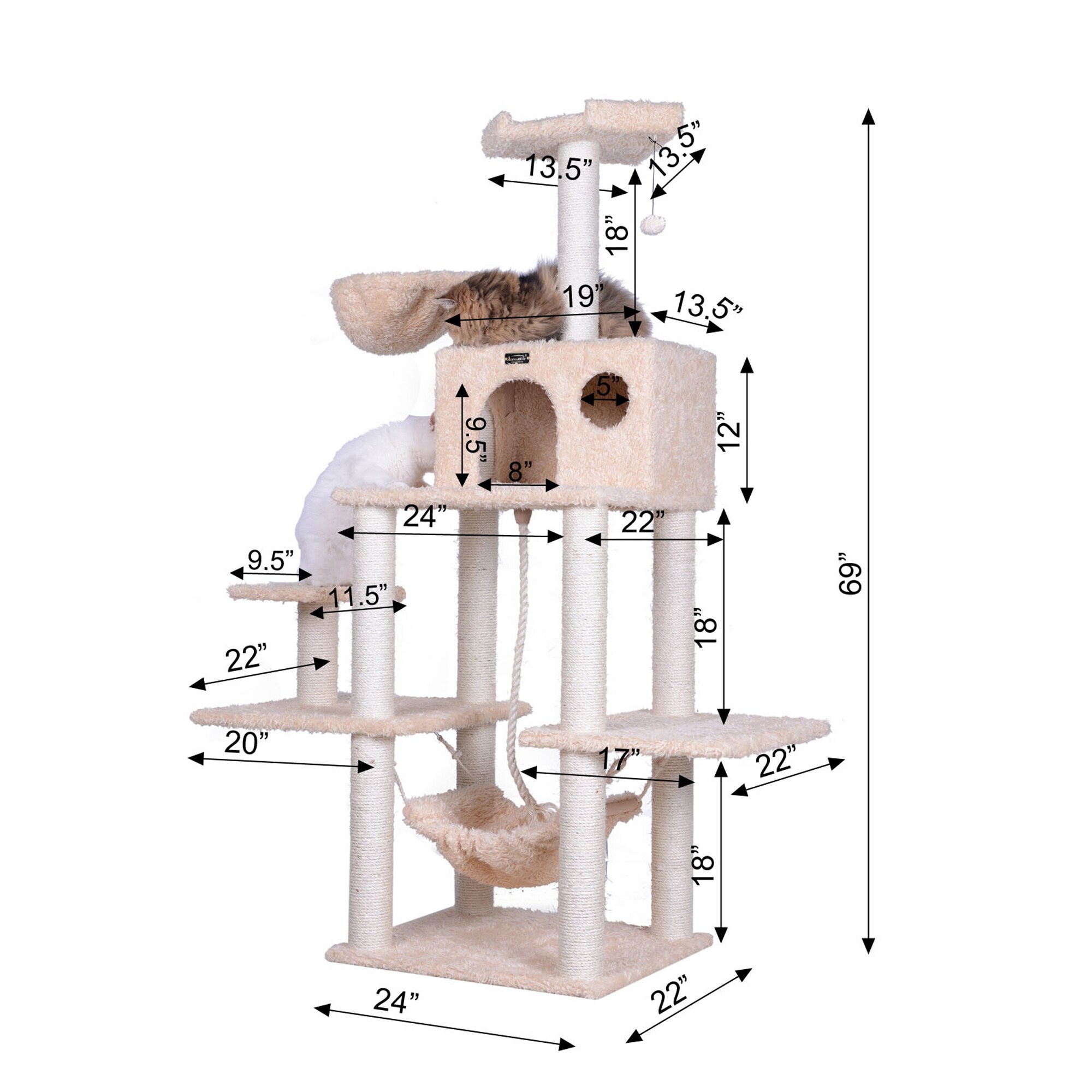 Armarkat Classic 69-in X 22-in Faux Fur Cat Tree In The Cat Trees 