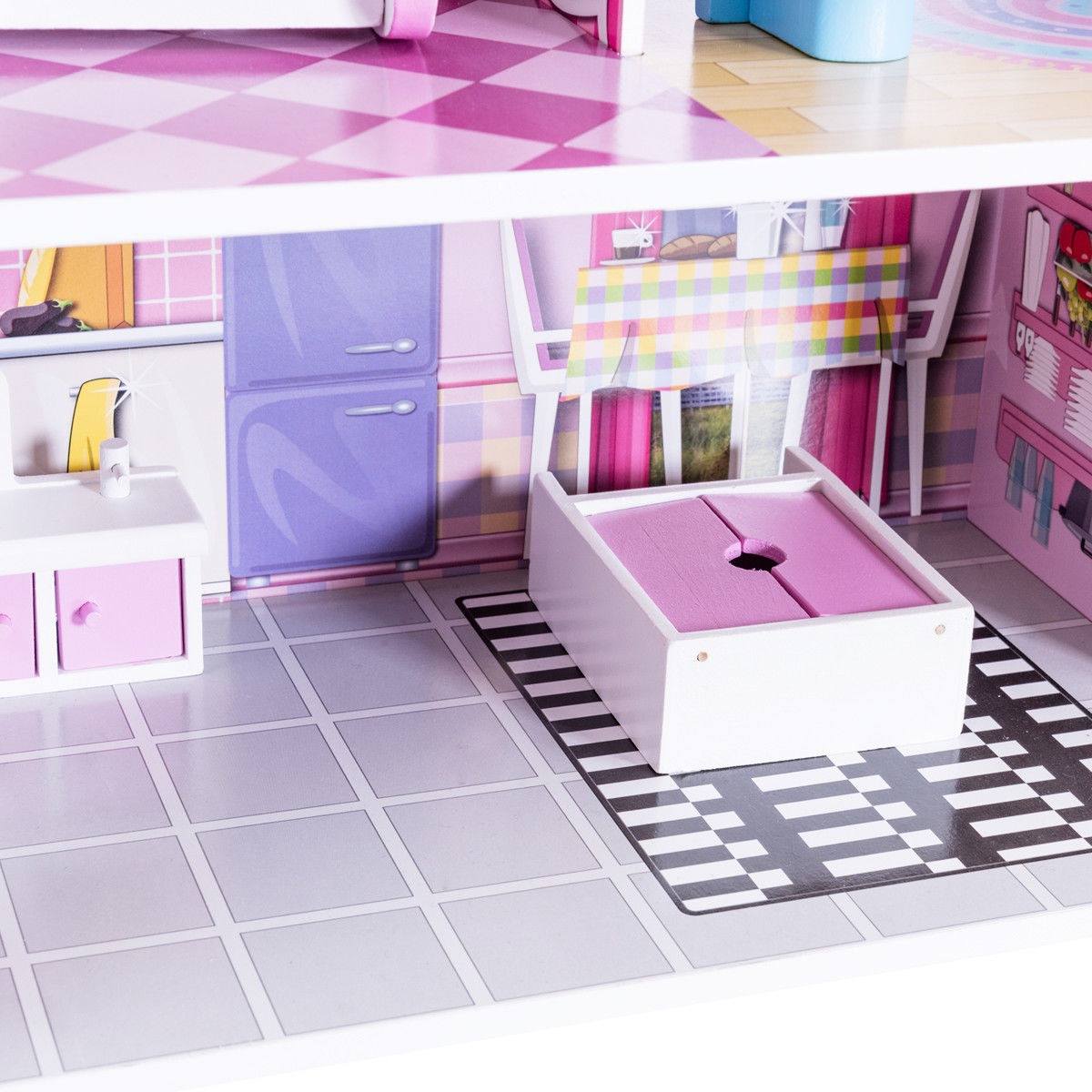 Details about   28" Pink Dollhouse w/ Furniture Gliding Elevator Rooms 3 Levels Young Girls Toy 