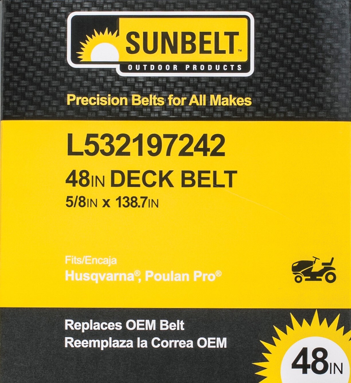 SUNBELT 48-in DECK DRIVE BELT OEM 532197242 581695901-5/8-in W x 138.7-in L 
