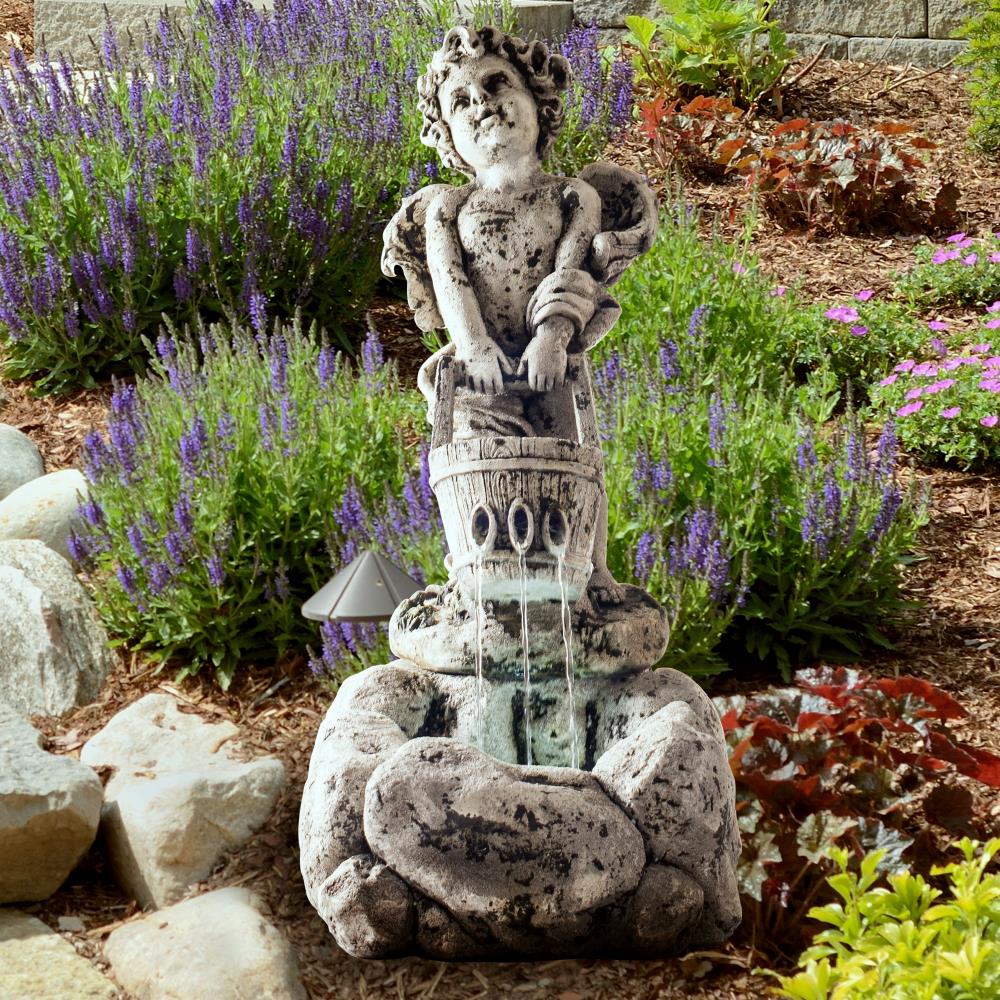 Large RELAXING GNOME WATER FOUNTAIN Sculpture Garden Home Patio Decor New 25”H 