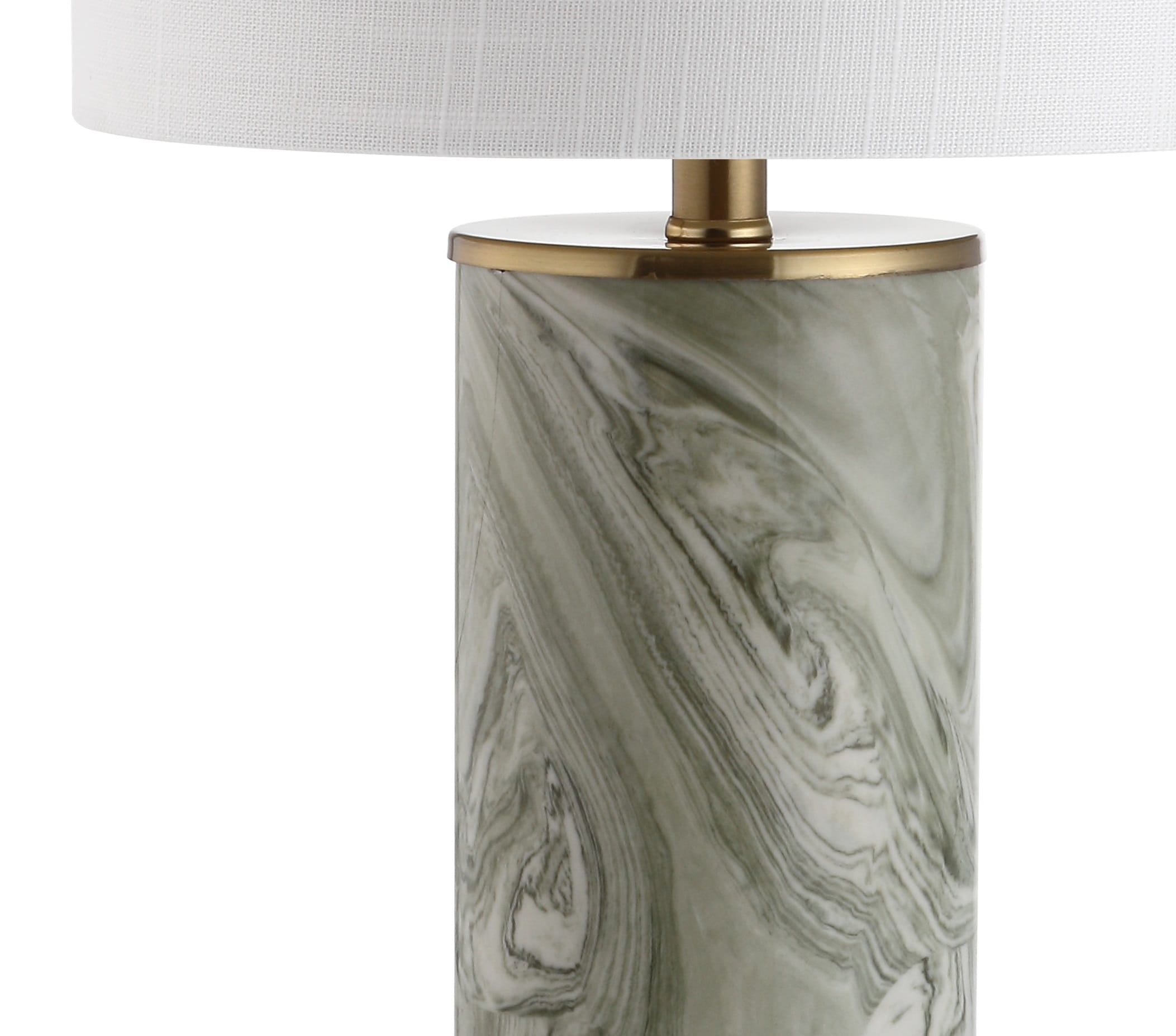 JONATHAN Y Transitional 20.5-in Brass Gold Rotary Socket Table Lamp with  Linen Shade