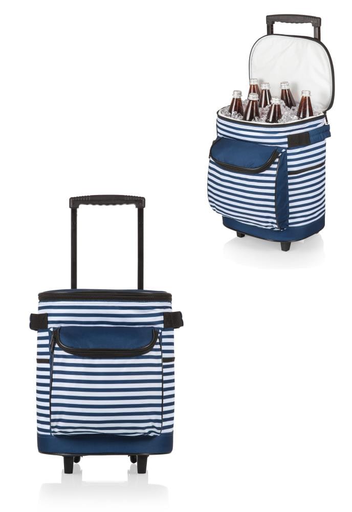 Navy ONIVA a Picnic Time Brand Insulated Cart Cooler with Wheeled Trolley 