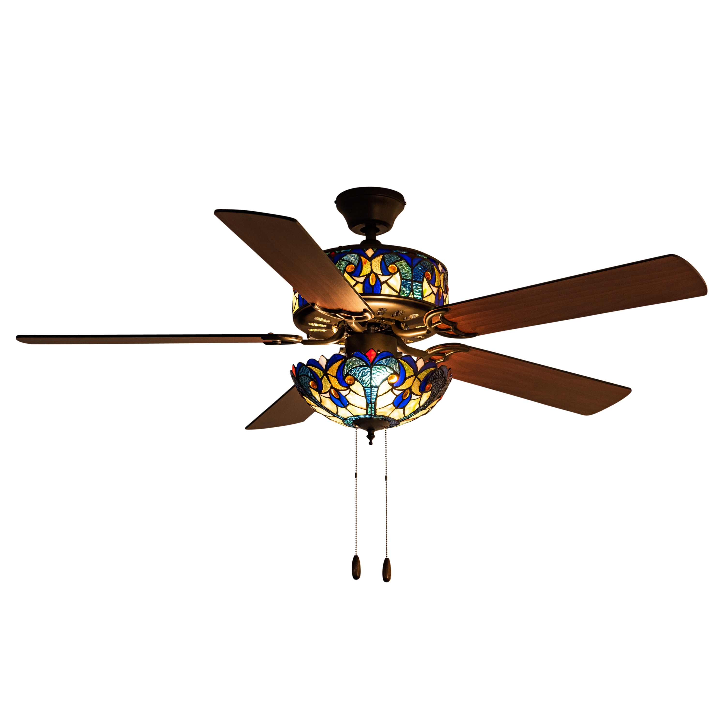 Indoor Red Stained Glass Ceiling Fan River of Goods Halston 52 in 