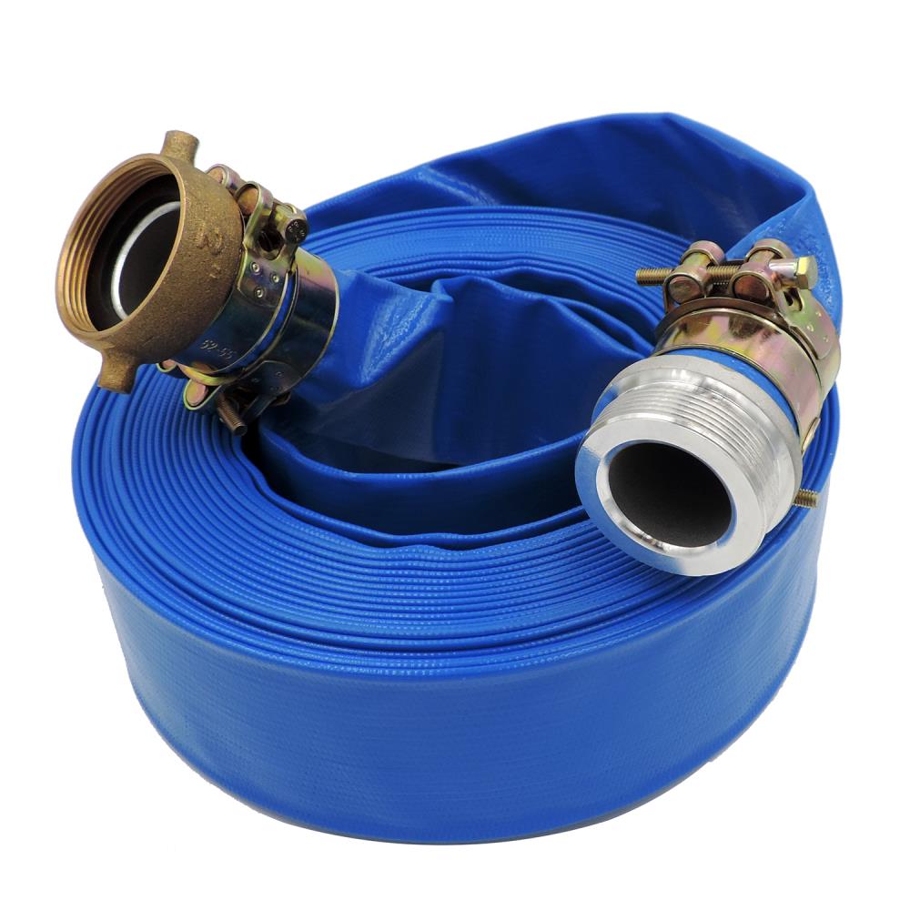3” x 50 Ft Blue Water Discharge Hose w/Pin Lug Fittings 