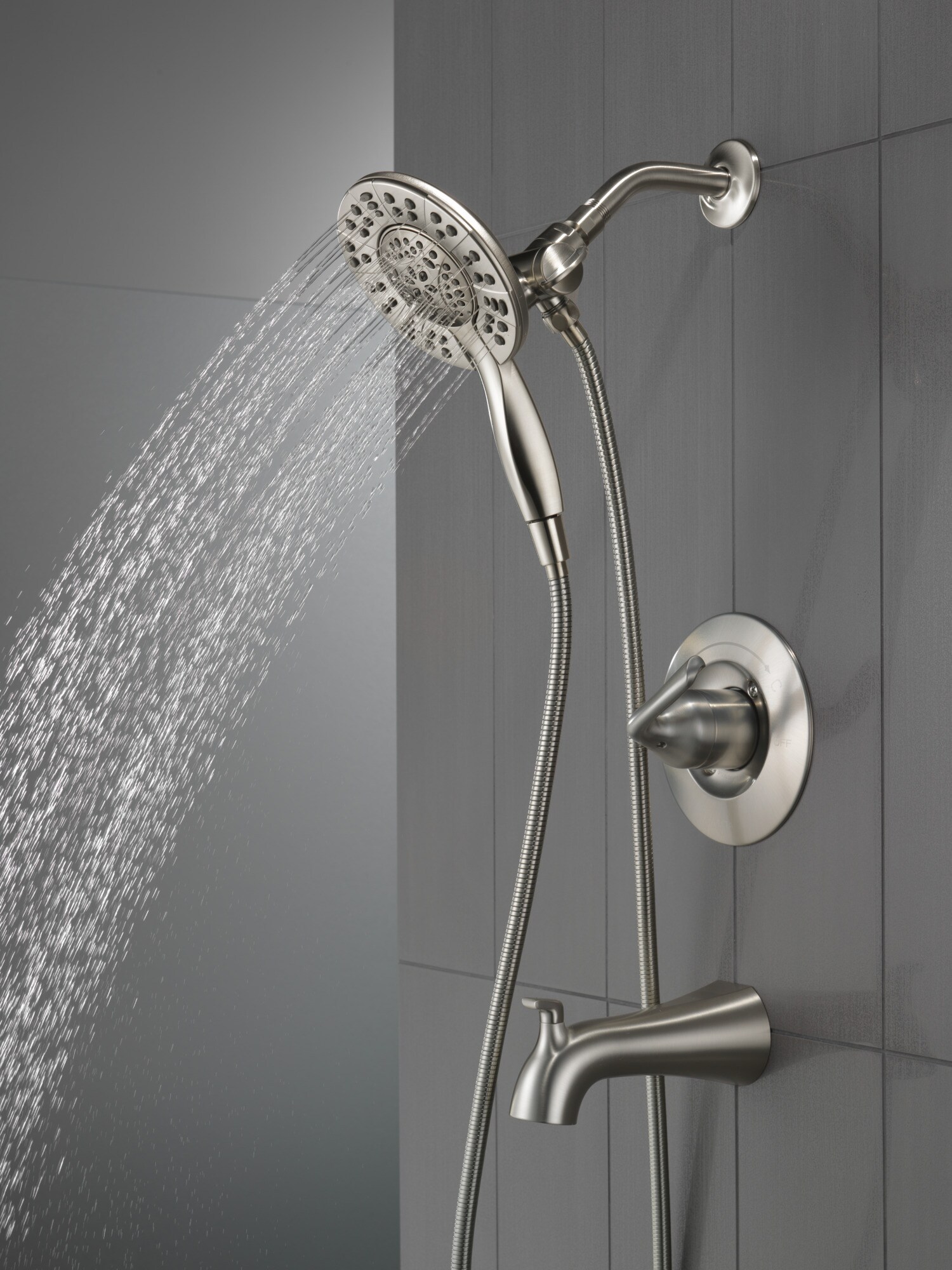 Delta Arvo Spotshield Brushed Nickel 1-handle Bathtub and Shower Faucet Valve Included