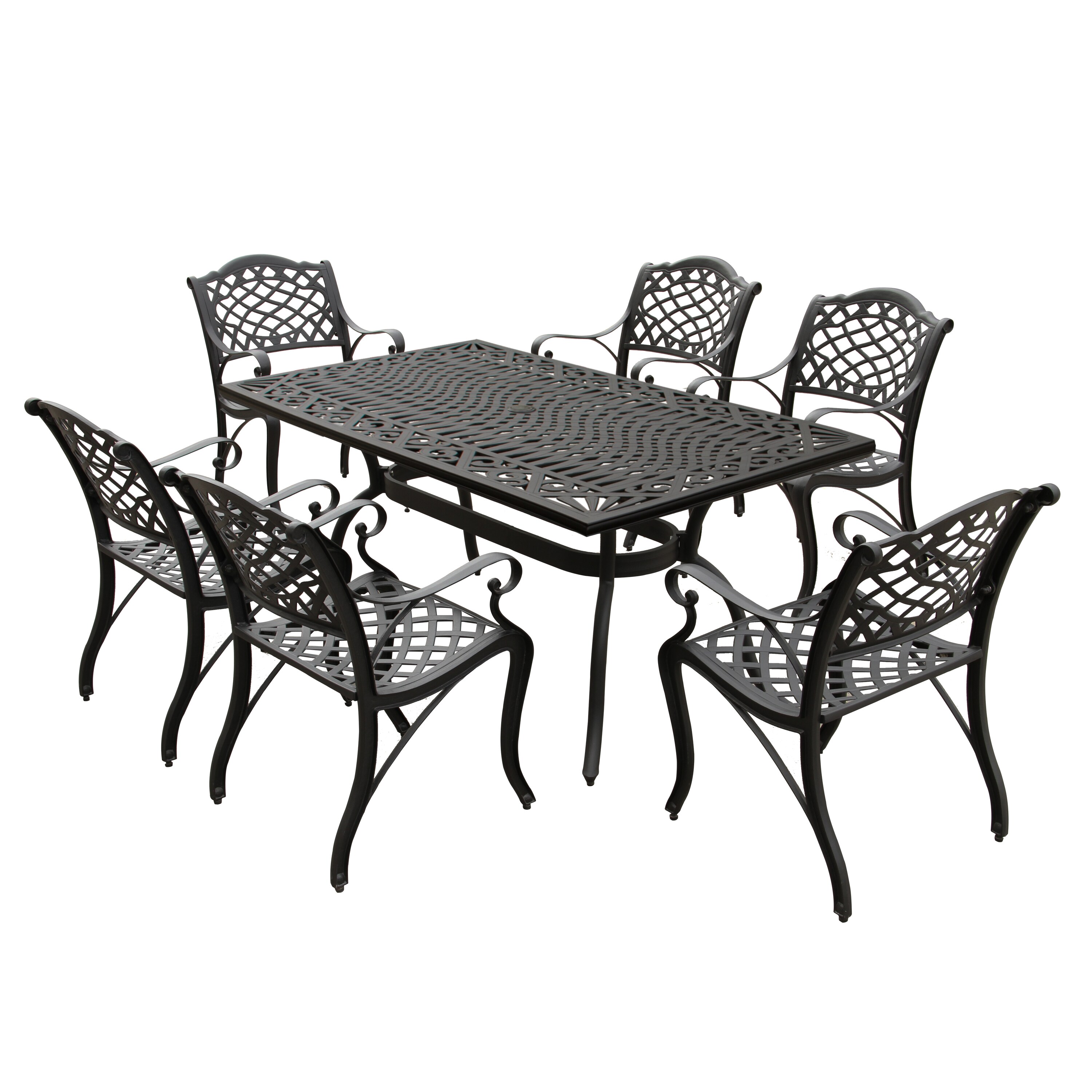 black aluminum patio set