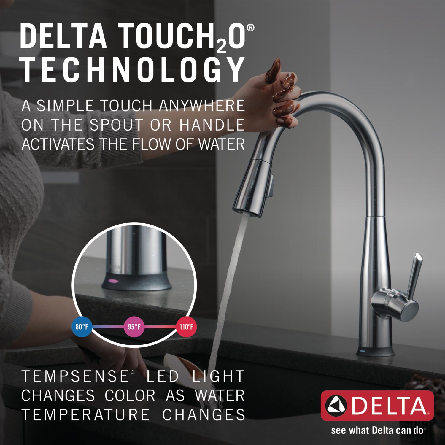 Delta Essa Touch2o Arctic Stainless Single Handle Pull Down Touch Kitchen Faucet With Sprayer