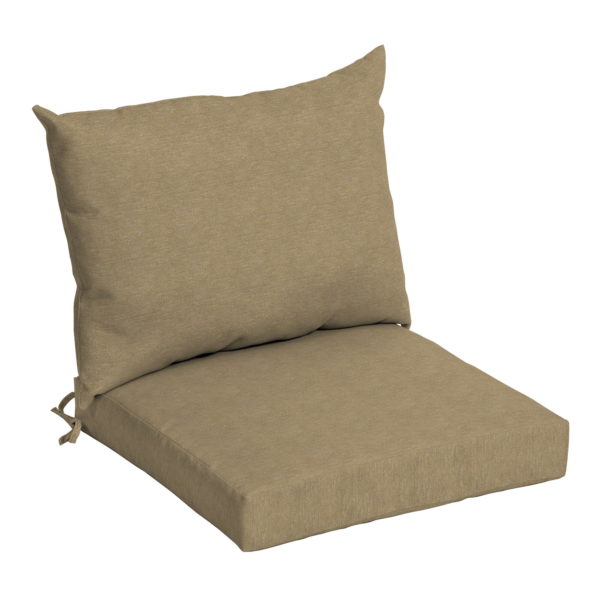 Solid Taupe Outdoor Patio Chair Deep Seat Cushion Set Hinged Seat Back 