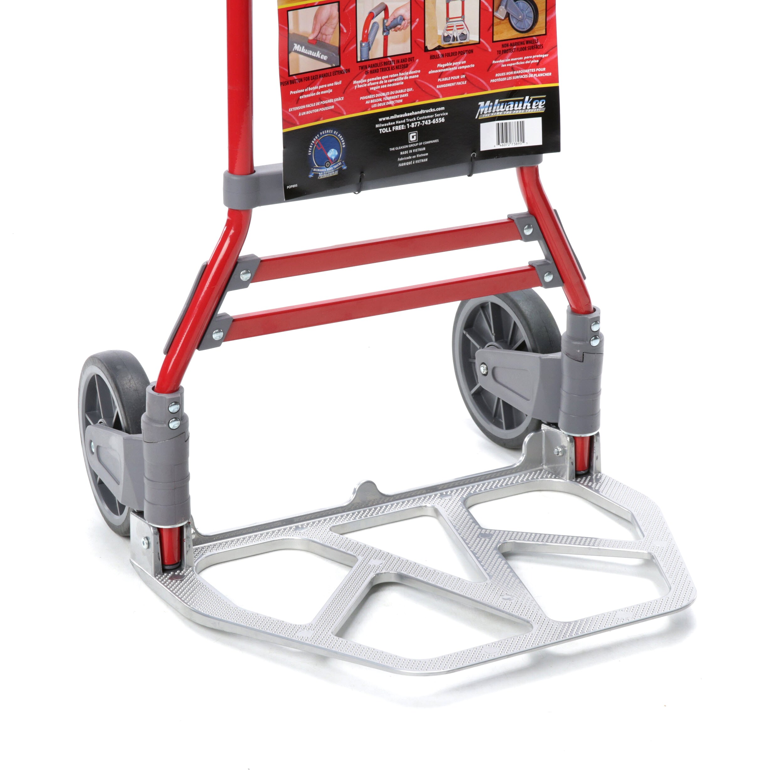 Milwaukee 2 in 1 Convertible Fold up Truck Vertical Horizontal Bungee Cord Dolly 
