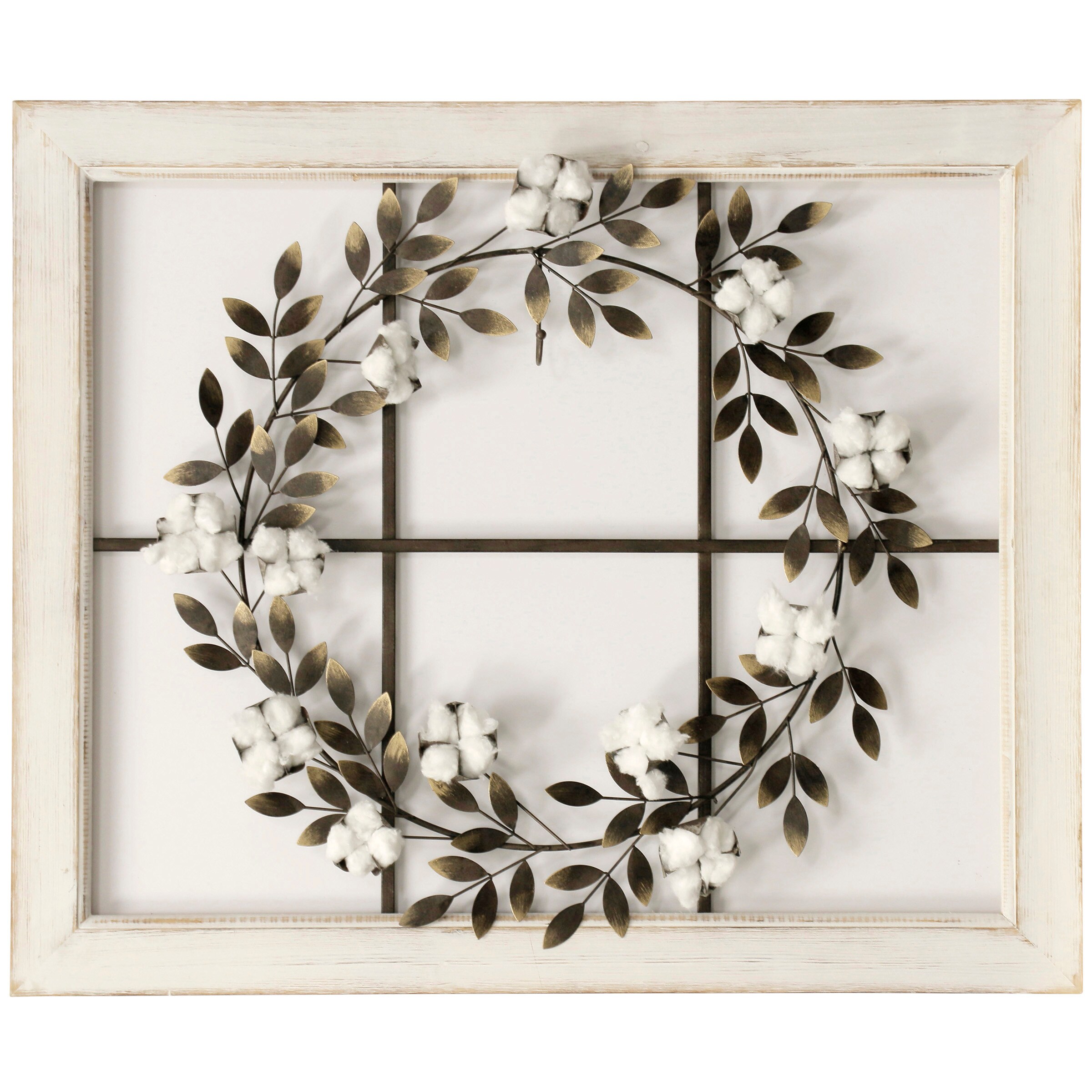 6" CENTER D FLORAL ACCENT WREATH RUSTY METAL STARS 11" OUTSIDE D 