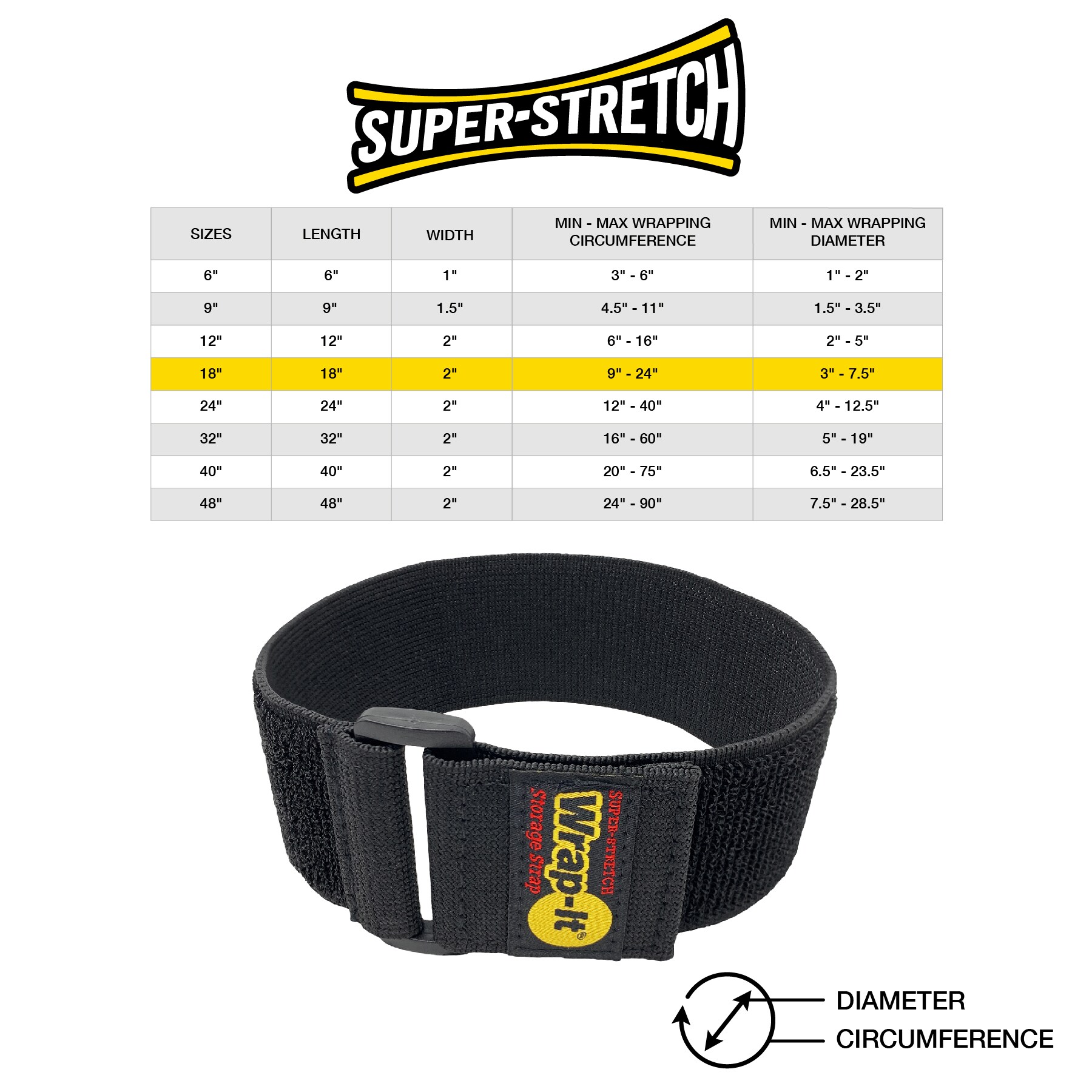 Wrap It Super Stretch 18 In X 2 In 3 Pack Black Strap Fastener In The Specialty Fasteners 