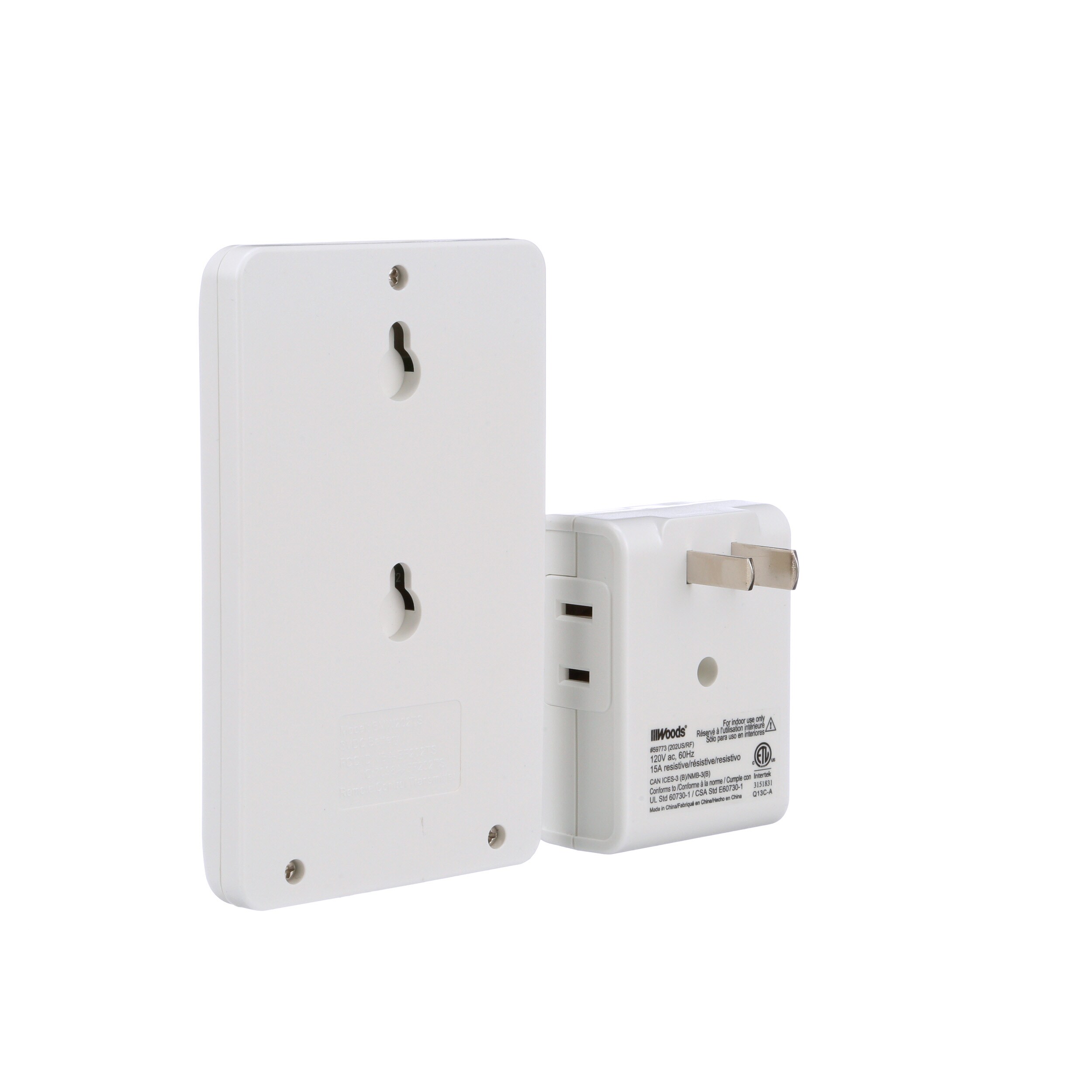 Woods 59773WD Wireless Wall Switch Remote For Indoor Light Control White 