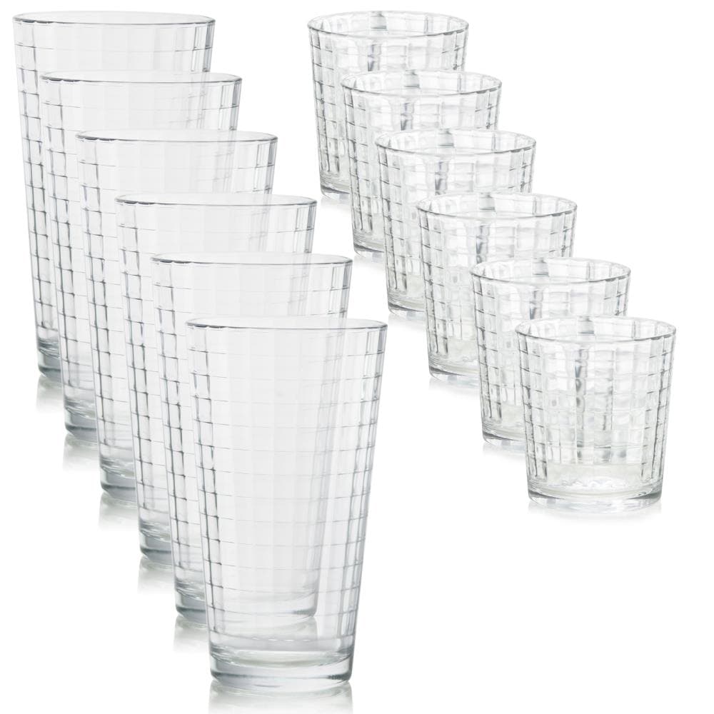 Ribbed 20 Piece GLASS Pasabahce Glassware Drinkware Set Tumbler 13 oz /16.5 oz