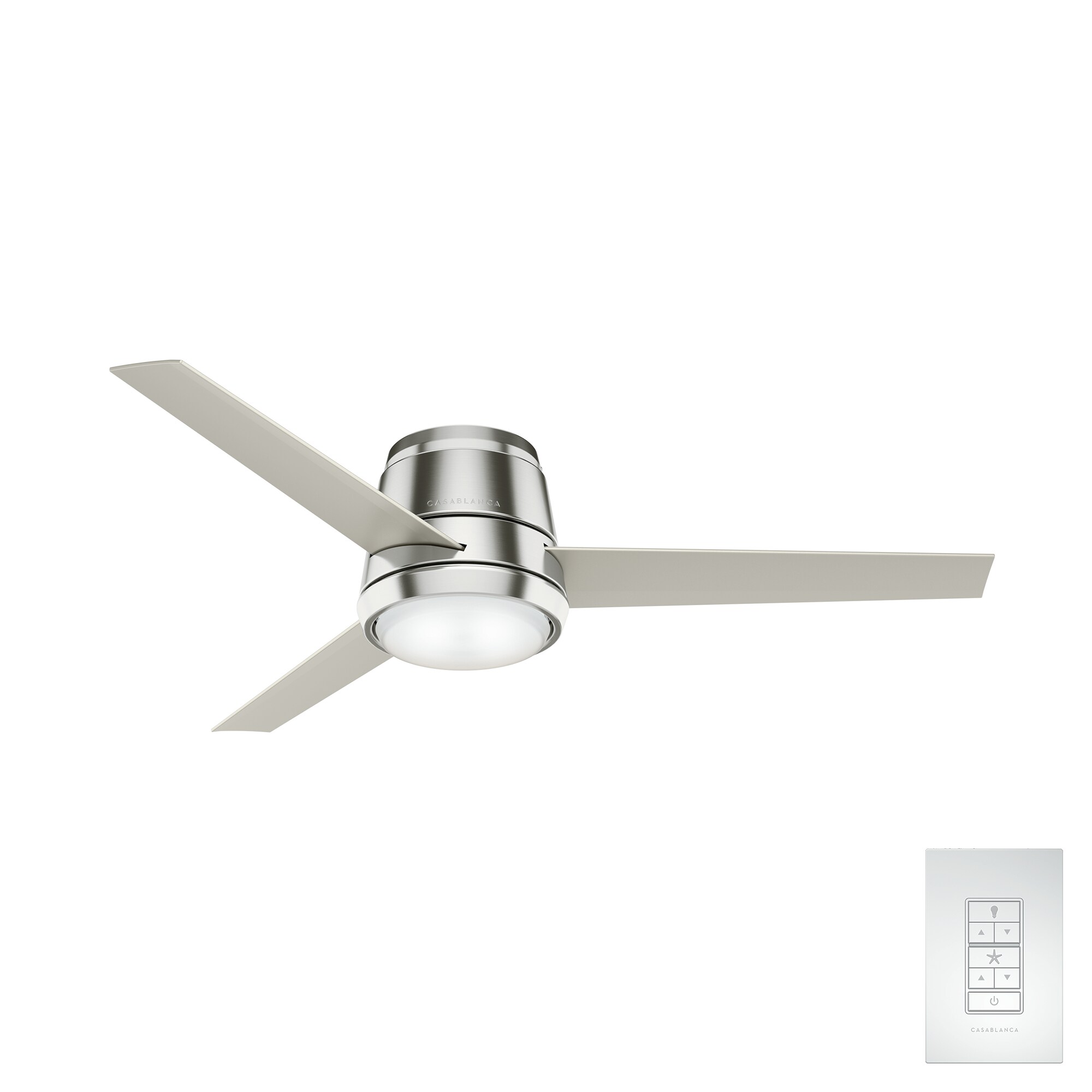 Casablanca Fan 54 in Casual Brushed Nickel Ceiling Fan with Light Kit and Remote 