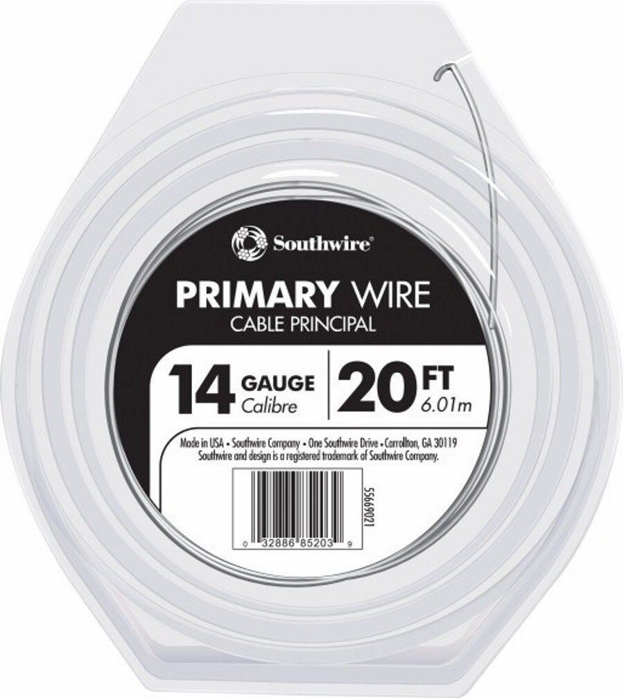 White 12-Gauge Primary Wire Roll of 25Ft 
