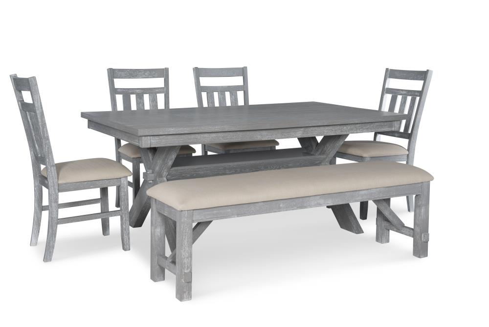 grey kitchen table set with bench