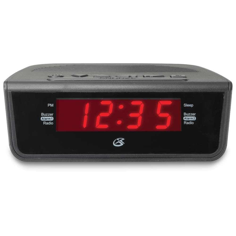 LED Digital FM Radio Alarm Clock Snooze Sleep Time w/ Battery Backup GPX 