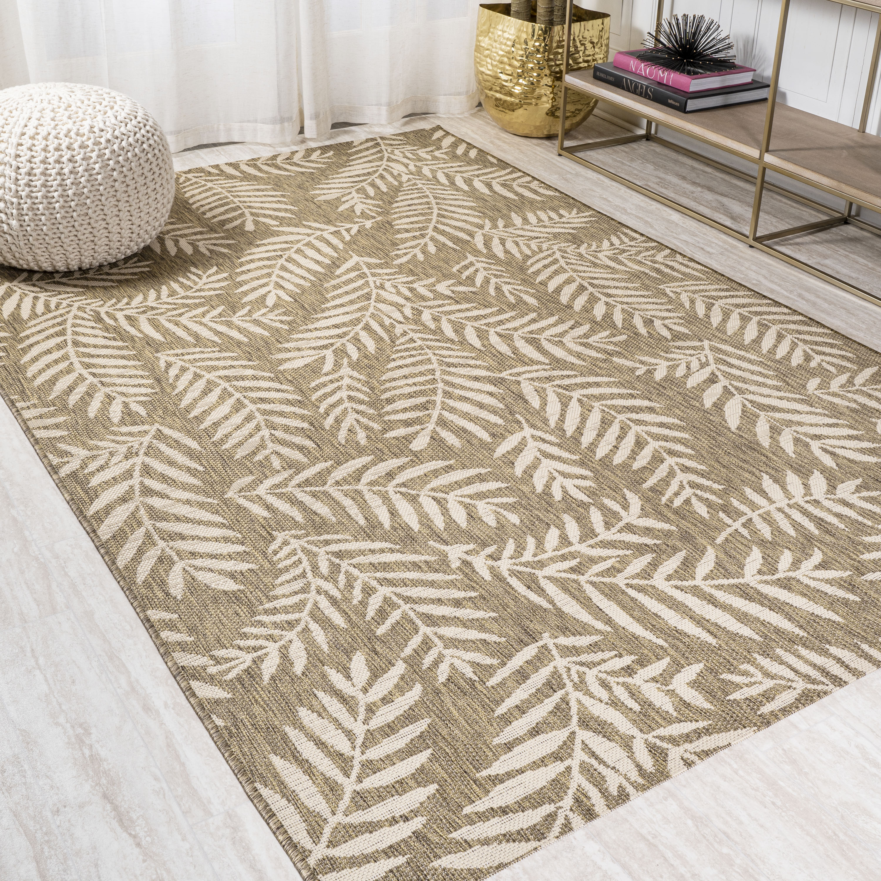 JONATHAN Y 5 x 8 Brown/Beige Indoor/Outdoor Floral/Botanical Coastal Area  Rug in the Rugs department at Lowes.com