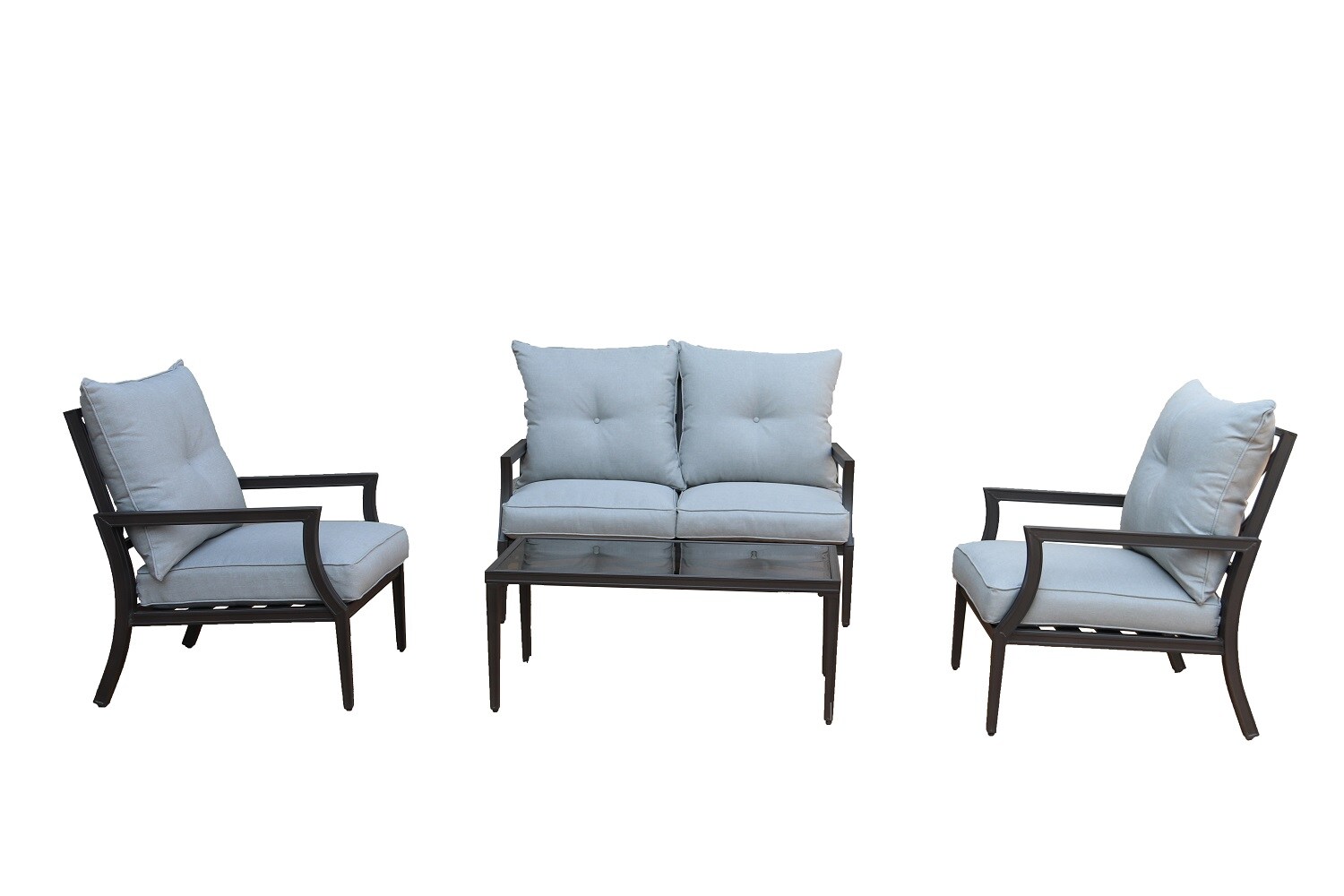 Moda Furnishings Modern Muse 4pcs Alum Sofa Set 4-Piece Metal Patio Conversation Set with Cushions in the Patio Conversation Sets department at Lowes.com