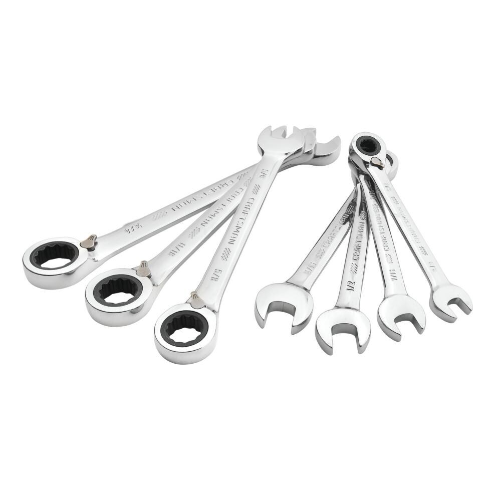 Husky Double Ratcheting Wrench Set Black 6-Pieces Standard SAE 100-Position 