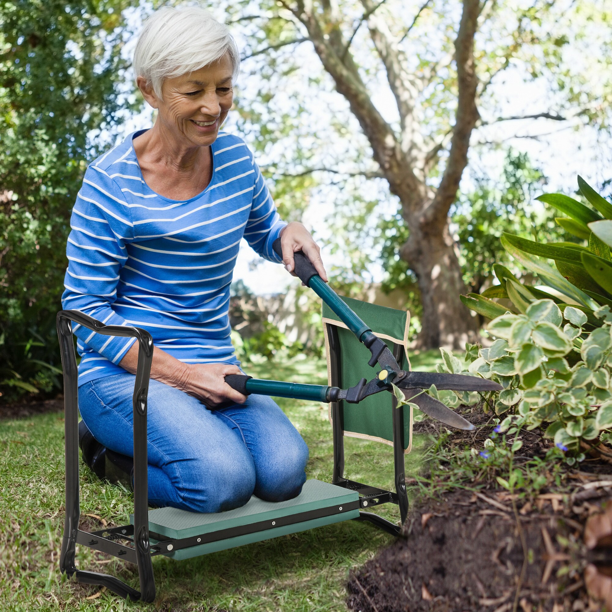 Garden Kneeling Stool Folding Kneeler Cushion Pad Chair Gardening Tool Seat Mat 
