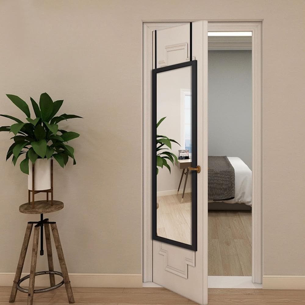 Neutype Modern Rectangle Framed Full Length Door Mirror With Hooks In 