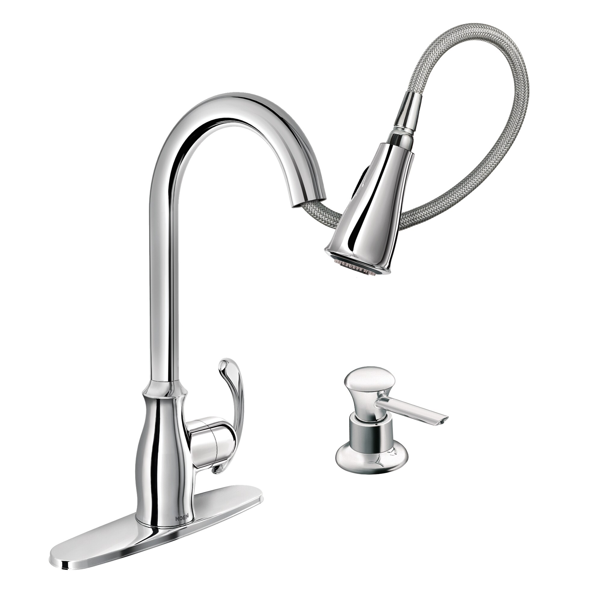 Moen Kipton Chrome Single Handle Pull-down Kitchen Faucet with Sprayer Function (Deck Plate Included)