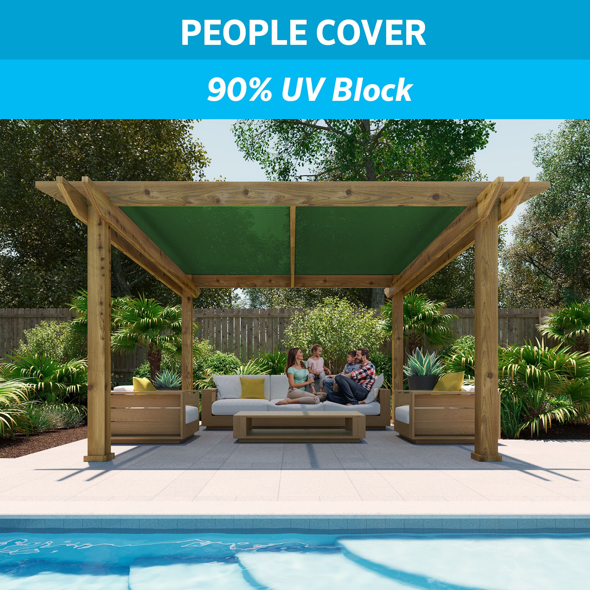 Shatex 90% Sun Shade Cloth with Grommets for Pergola Cover Canopy 10' x12',Black 