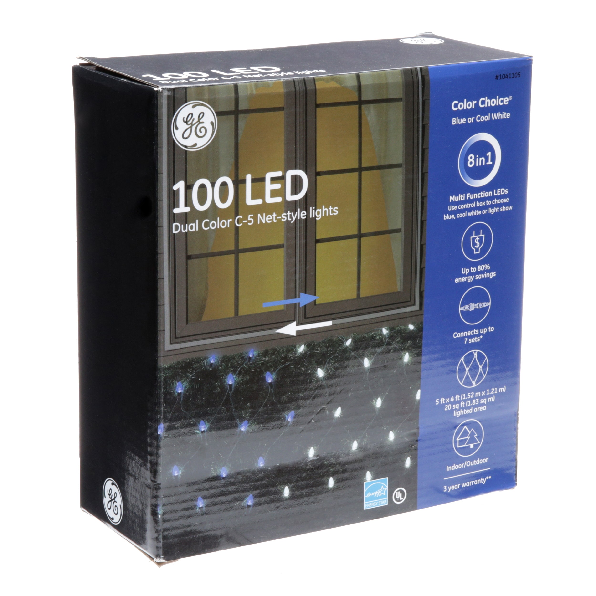 GE Color Choice 5-ft X 4-ft Color Changing 100 LED C5 Christmas Net Lights 8in1 