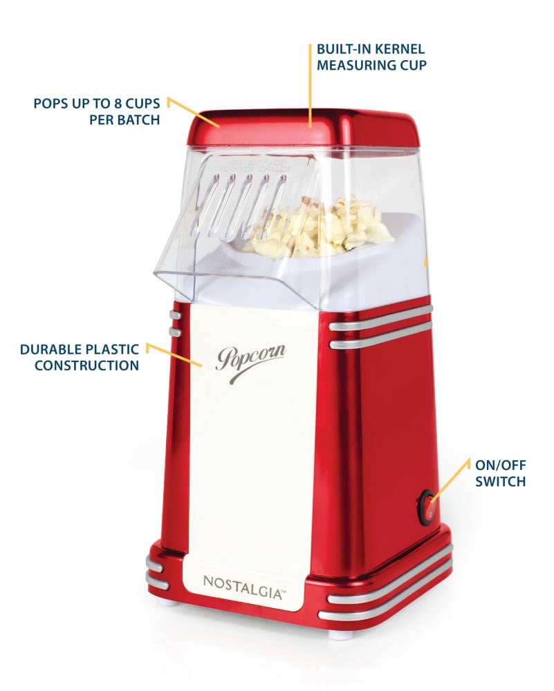 Hot Air Pop Popcorn Machine Popper Maker Small Tabletop Home Party Snack w/ Cups 
