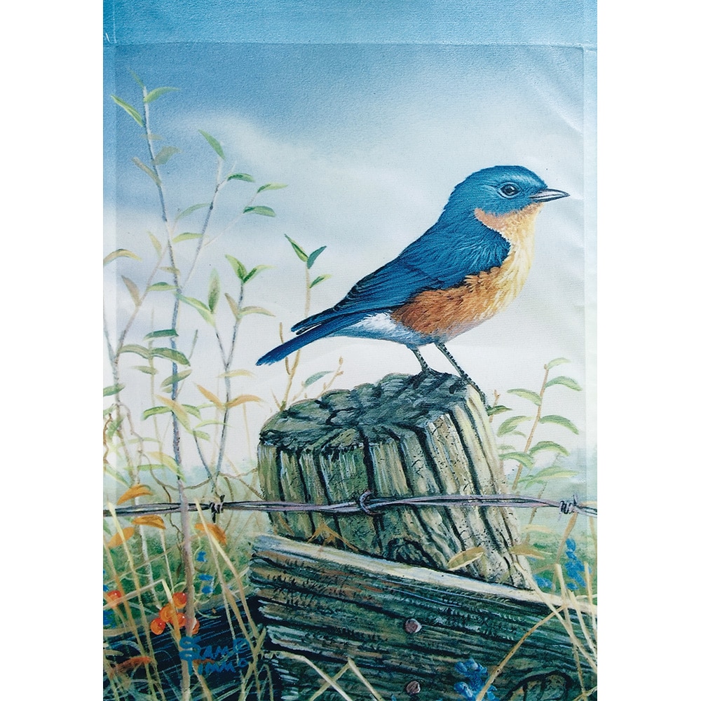 Fall Bird Garden Flag Bluebird Leaves Seasonal 12.5" x 18" Rain or Shine 