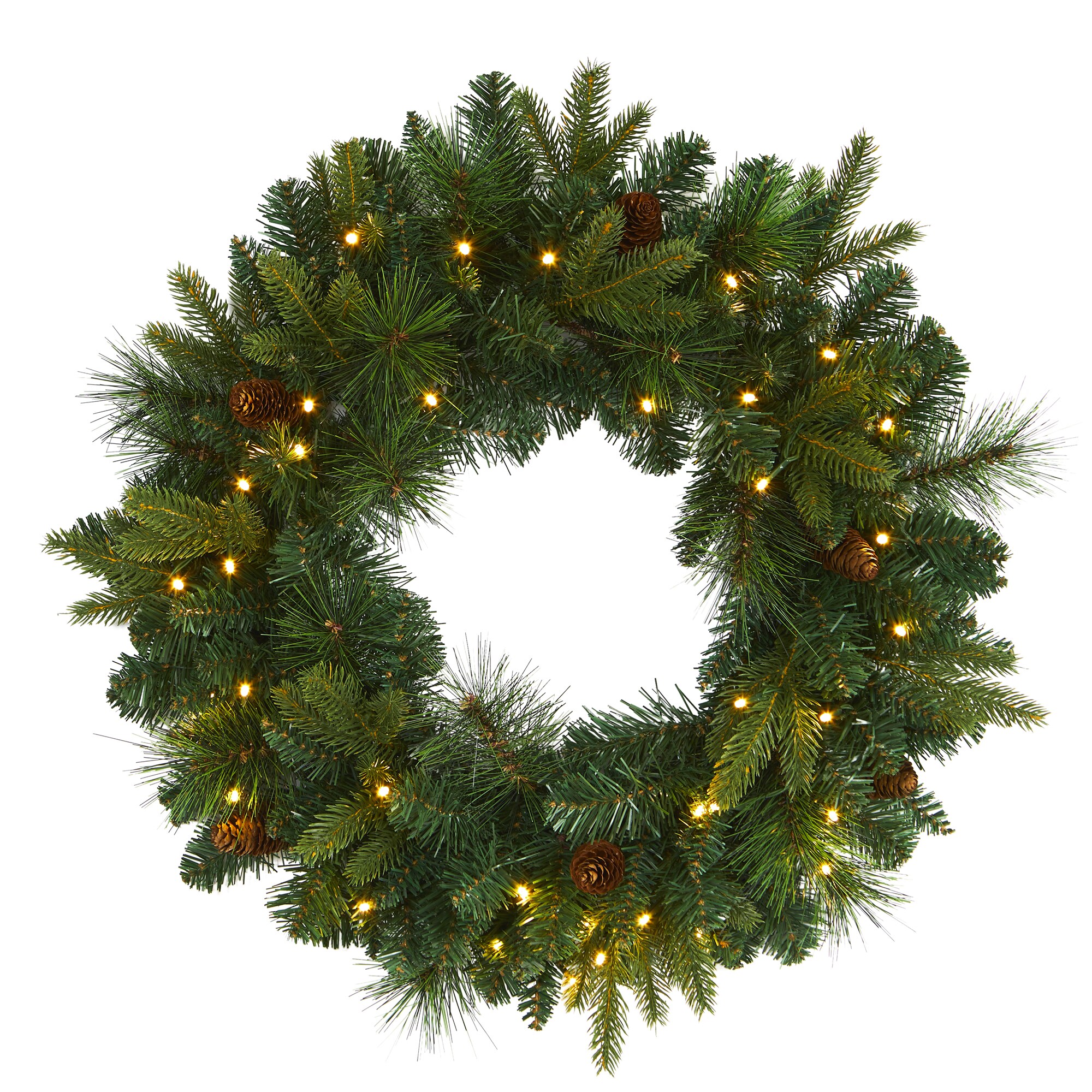Christmas Decoration for Indoor Front Door and Outdoor with Pinecones Red Berries Led Illuminated Garlands Battery Operated 36Inch Artificial Round Christmas Wreath