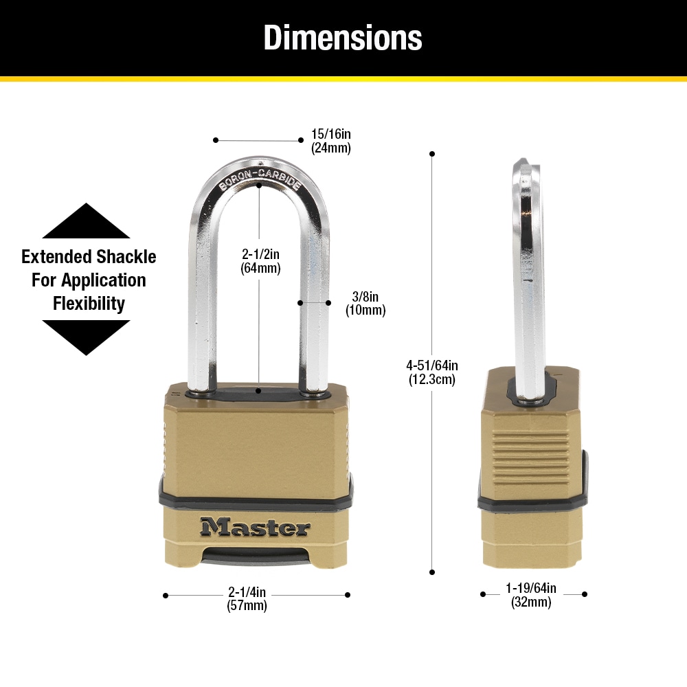 Master Lock M175XDLFCCSEN Padlock 2 Inch Combination 1-1/2 Inch Shackle 2 Locks! 