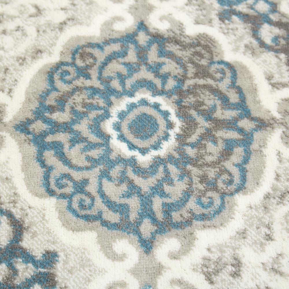 7'9x10'2 Blue Grey Multi Color Geometric Medallion Bohemian Eclectic Transitional Rectangle Polypropylene Contains Latex Stain Resistant Boho Andorra Area Rug