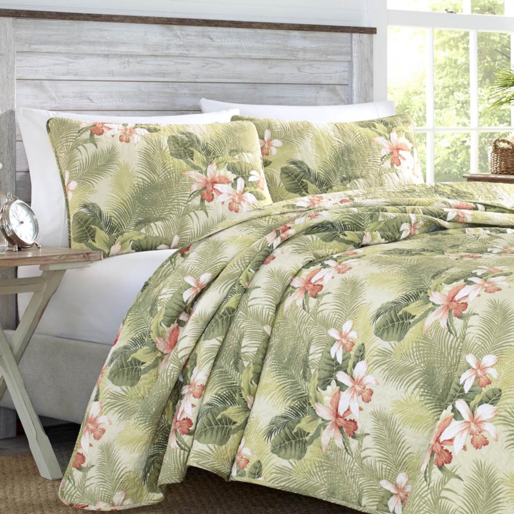 tommy bahama tropical orchid quilt set