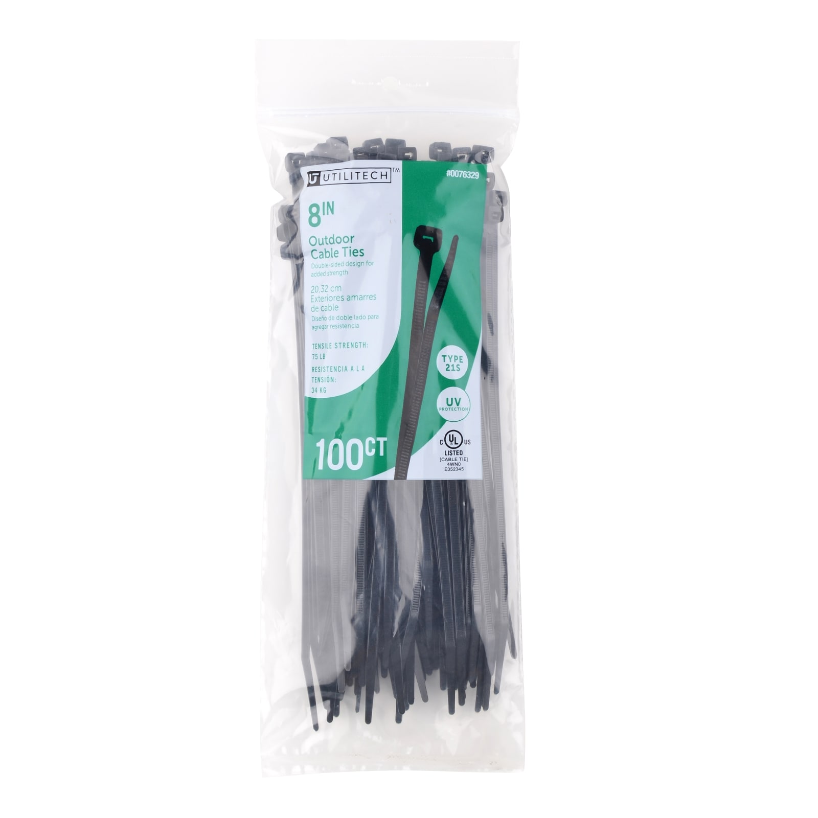 CABLE TIES WHITE OR BLACK PLASTIC UV RESISTANT BAGS OF 100 