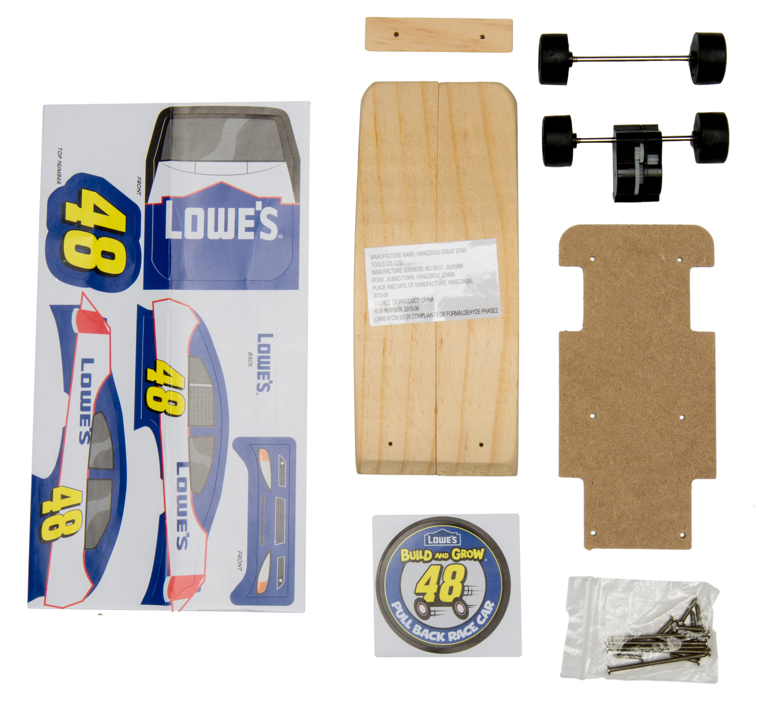 Pull Back Race Car Lowe’s Wooden Build and Grow Kit New Sealed
