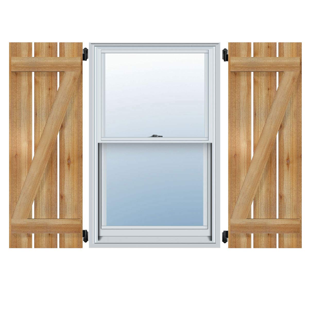 Ekena Millwork 2-Pack 11.25-in W x 47-in H Unfinished Board and Batten Spaced with z-bar Wood Western Red cedar Exterior Shutters