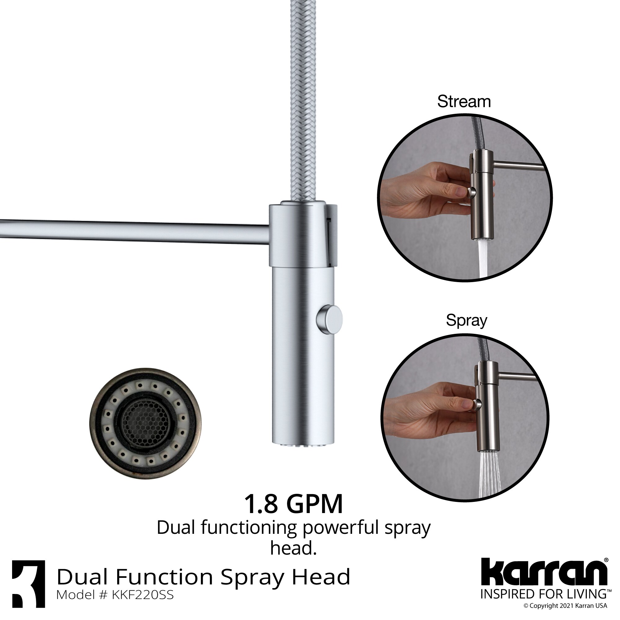 Karran Bluffton Stainless Steel Single Handle Pull-down Kitchen Faucet with Sprayer Function