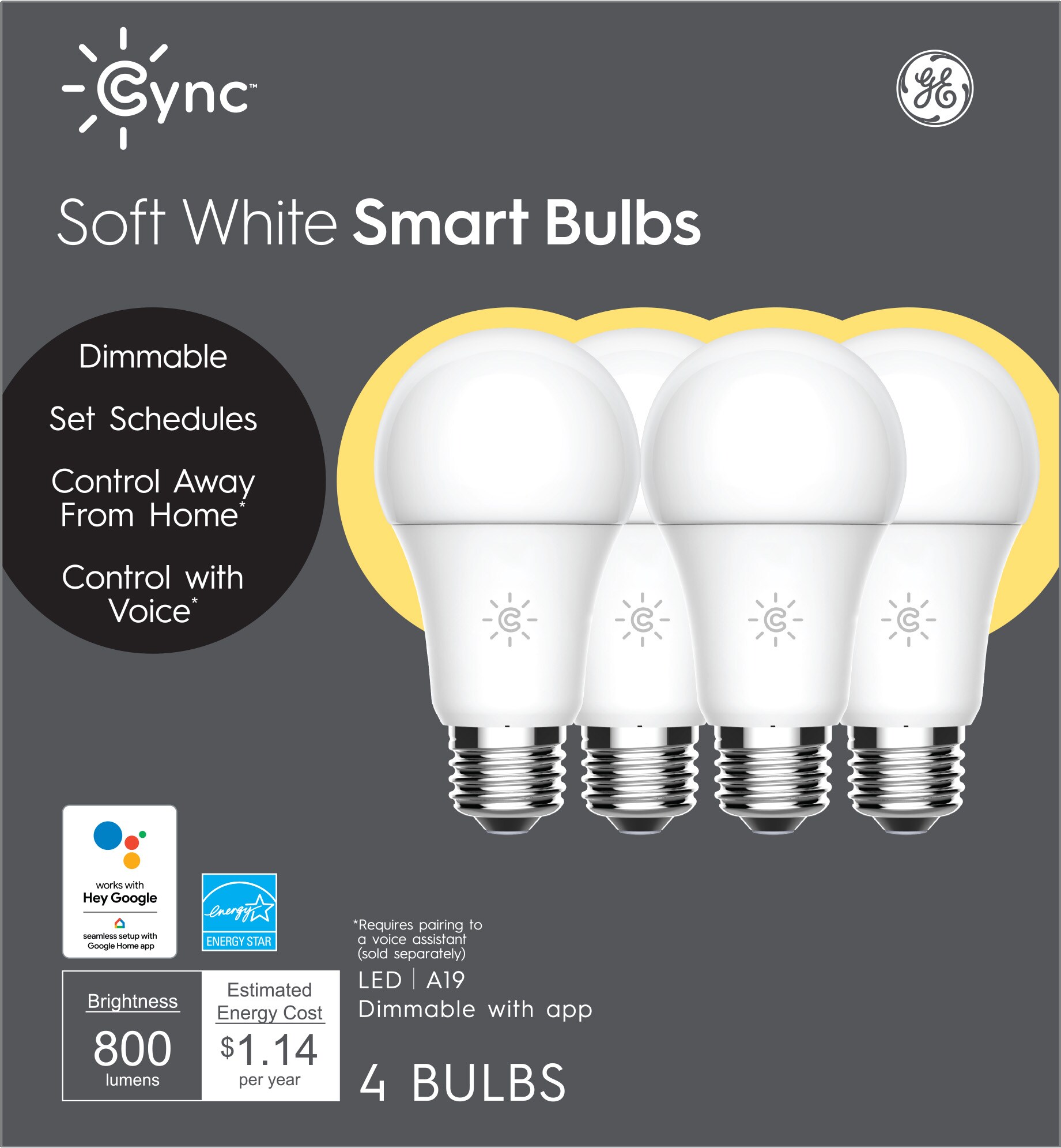 C by GE A19 Smart Bulb with Smart Plug Pack of 4 for sale online 