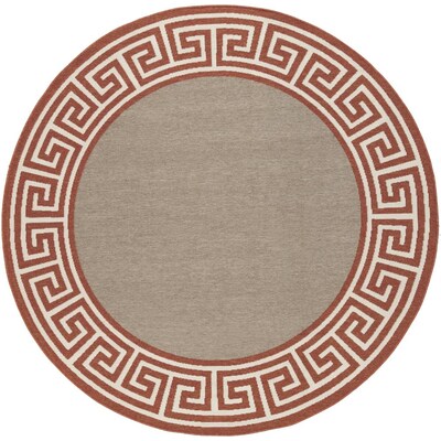 Surya Alfresco Tan Round Indoor Border Bohemian/Eclectic Area Rug Surya Alfresco Tan Round Indoor Border Bohemian/Eclectic Area Rug