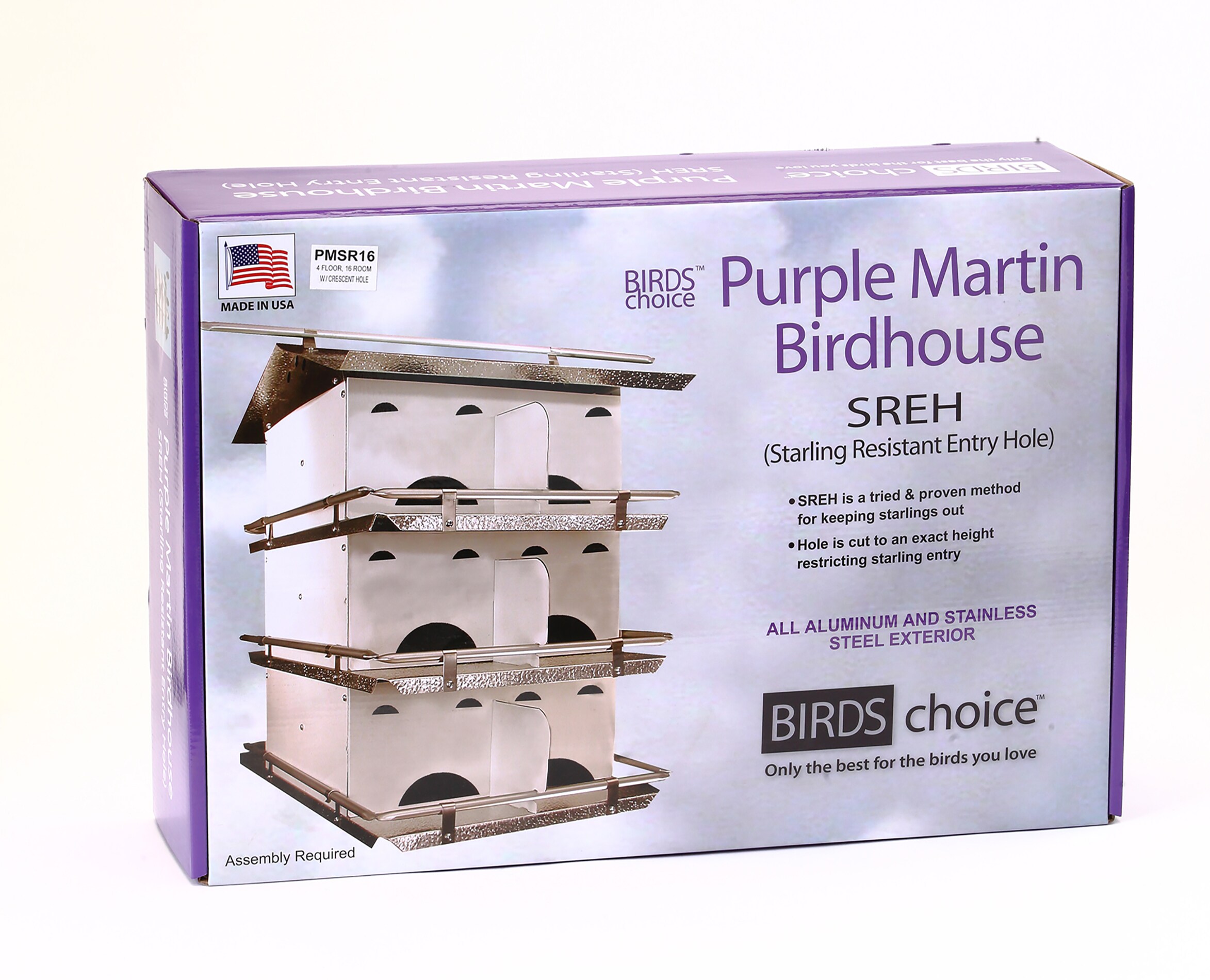 Birds Choice PMSR8 Starling Resistant Purple Martin House 2 Floor & 8 Room for sale online 