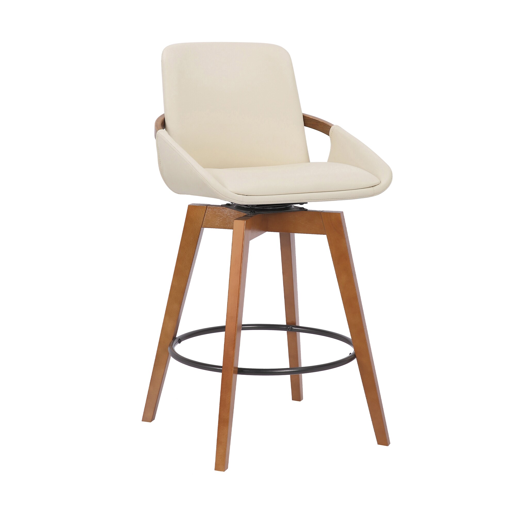 cream leather swivel bar stools